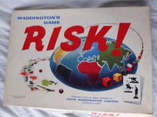 Vintage RISK Strategy War Game by Waddingtons Large White Box 1960's Edition