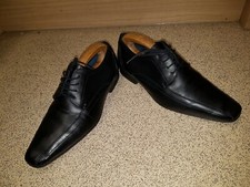 CEDAR WOOD STATE BLACK LEATHER MEN'S LACE UP SHOES SIZE UK 8 EU 42