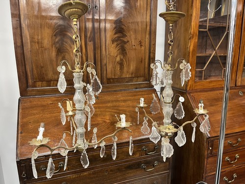 Pair brass crystal - of,