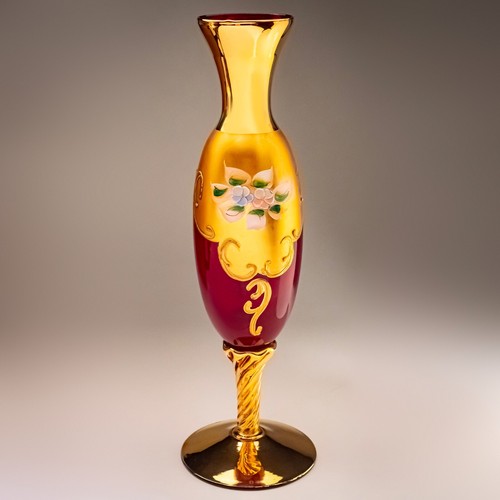 Italian ruby glass - gilded, vase