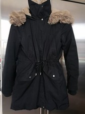 Zara  Black Hooded Faux Fur