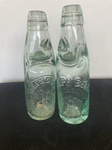 Pair antique codd bottles - pair,