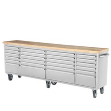 96" Brushed Stainless Steel 24 Drawer Extra Large Work Bench Tool Chest Cabinets