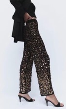 ZARA BLACK SEQUIN TROUSERS