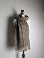 Atacama Baby Alpaca Silk & Cotton Brown Beige Scarf Womans