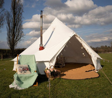 4M Bell Tent with Zipped PVC Groundsheet & 100% Cotton Canvas, stove compatible