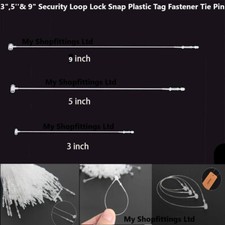Secur-a-tach Security Loop Lock Snap Plastic Tag Fastener Tie Pin 3", 5'' & 9"
