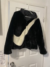 Nike Logo Zip Faux Fur Jacket