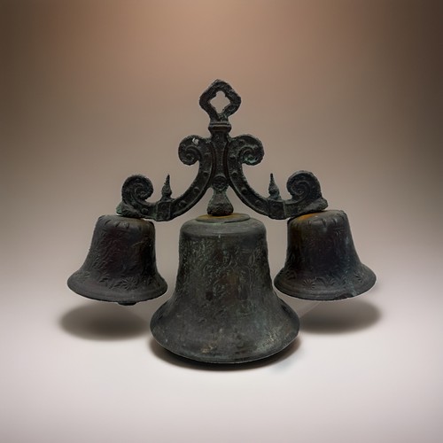 Antique bronze triple church - bronze,
