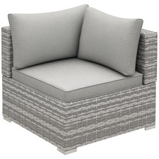 Outsunny Rattan Corner Sofa Garden Rattan Furniture Single Sofa Chair Light Grey