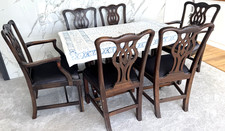 Antique 19th C Set 6 Chippendale style mahogany 2 carvers armchairs 4 chairs