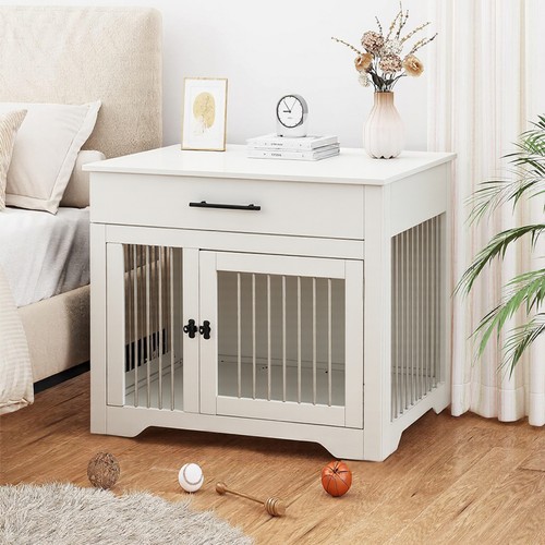 White wooden dog - white,