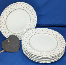 6 x LIMOGES Pink Rosebud DINNER PLATES (24cm) * HAVILAND Torse / Swirl VGC