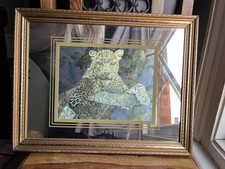 Vintage Leopard Print Mirror In A Ornate Gold Gilt Leaf Pattern Frame