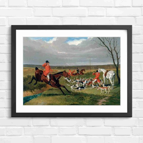 Vintage fox hunt scene - fox,