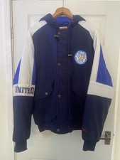 Vintage Retro 1990s Leeds United Nutmeg Puffer Jacket Hood Men’s Large Soccer