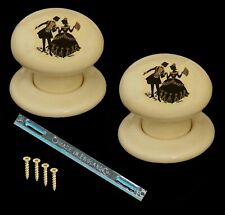 60mm Cream Ceramic Mortice Door Knob Set (Pair) Ladies and Gents Design 