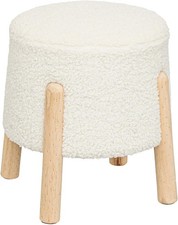 Plush Sheepskin Footstool Faux