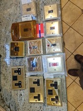 12 Georgian Polished Brass Rope Edge 13 and 45 Amp sockets & switches.