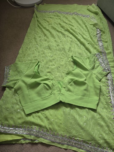 Mint green saree with - size, l