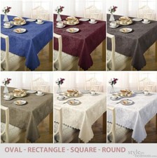 Damask Floral Jacquard Tablecloth in Various Colours, Shapes & Sizes