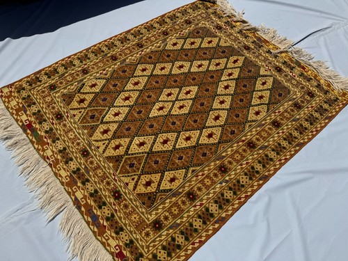 Beige geometric afghan - beige,