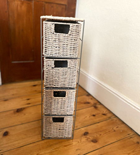 Grey wicker storage - storage, unit
