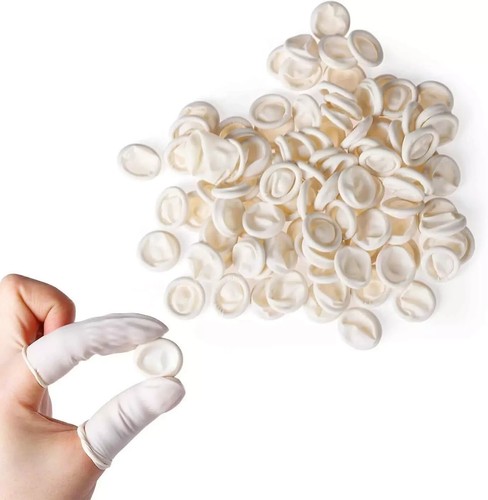 White rubber finger cots latex - finger,
