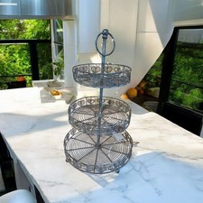 Vintage 3-Tier Metal Wire Cake Stand With Heart Design