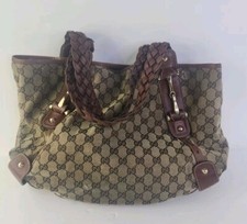 Gucci Auth Brown GG Monogram Canvas Leather  Hobo Bag