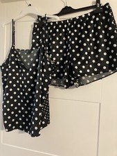 Woman’s Secret Possessions Black Spotted Fashion Pyjama Set Size 12/14 **