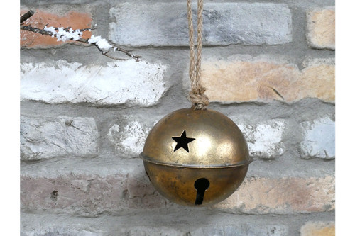 Large gold bell - gold, hanging