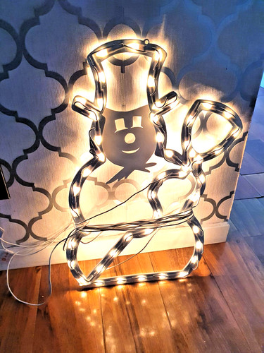 Christmas lighted snowman - christmas,