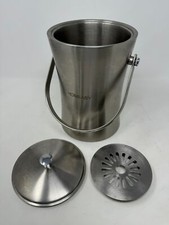 Large Brushed Stainless Steel Ice Bucket (22cm High) With Lid and Handle