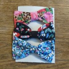 3 Hair clips with floral print fabric bows UK handmade boho festival