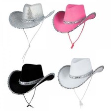 Sequin Cowboy Cowgirl Hat Women Wild West Western Hen Party Fancy Dress Costume