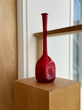 1950’s Empoli Tall Red Glass Bottle Vase 50cm