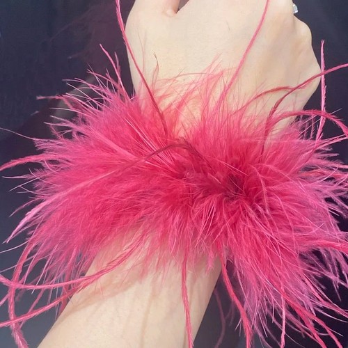 Real ostrich feather cuff - ostrich,
