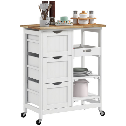 Homcom rolling kitchen island - rolling,