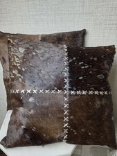 Pair Real Leather Hide Cushion