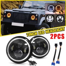 7 Inch Halo Angel Eyes LED DRL Headlight Set For Land Rover Defender 90 110 Pair