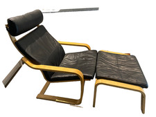 Ikea Black Leather Poang Chair + footstool