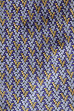 LANCEL SILK NECKTIE PURPLE LILAC & GOLD V SHAPED GEOMETRIC A MADDER TWILL BEAUTY