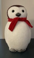 Standing White Fuzzy Flock Penguin Christmas Decoration