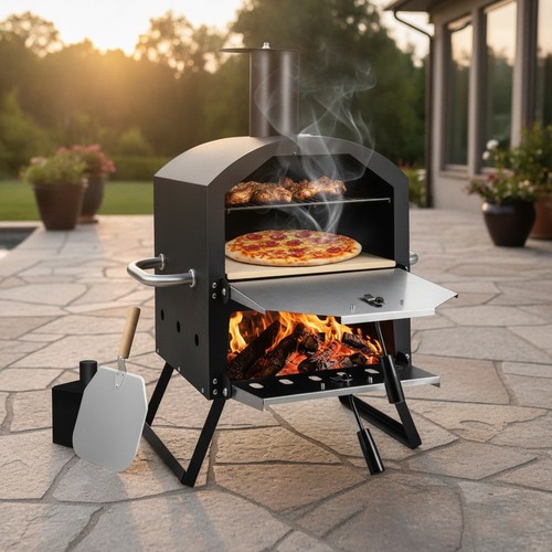 Wood fired pizza oven - fired,