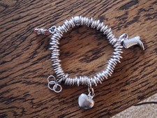 Vintage Links Of London Sterling Silver 925 Sweetie Bracelet with 4 Charms. 70g.