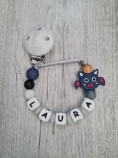 Silicone Dummy Clip With Bat Personalised With Name Pacifier Holder