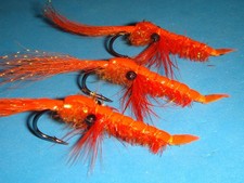 FLY FISHING FLIES - Fl. Orange SQUAMISH POACHER Steelhead Prawn size 1/0 (3 pcs)