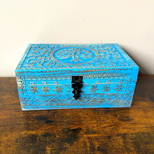 Blue carved wooden - carved,