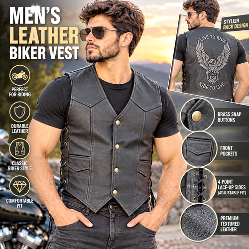 Men black leather - men's,